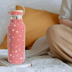 500ml Stainless Steel Vacuum Water Cup Leakproof Bamboo Lid Bottle