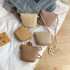 Kids Straw Woven Crossbody Bag Mini Shoulder Purse for Girls
