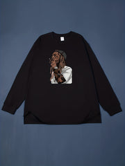 Stylish Hiphop Print Men's Graphic Crew Neck Long Sleeve T-shirt