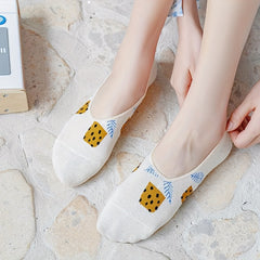 5 Pairs Cartoon Print Socks Low Cut Ankle Socks Women's Stockings
