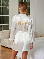 Long Sleeve V Neck Night Robe with Belt