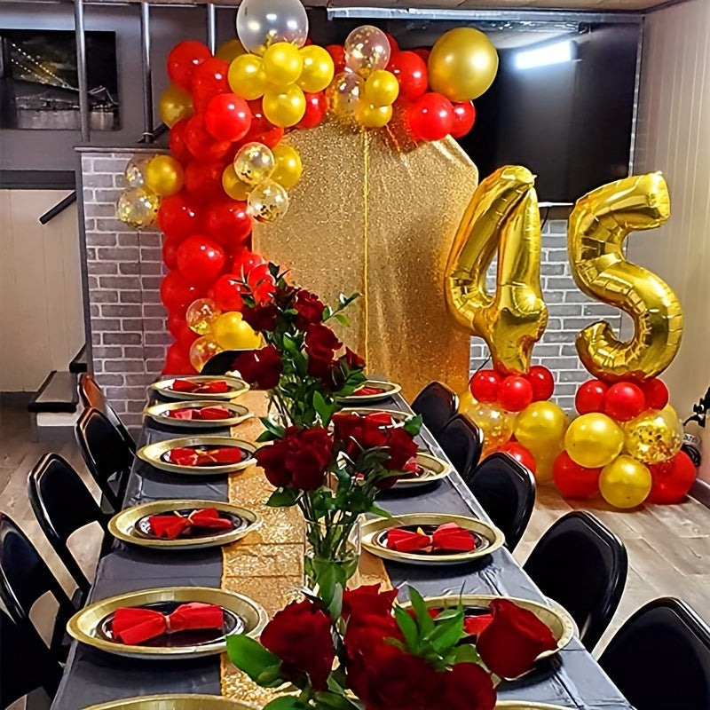 120pcs Red Golden Confetti Latex Balloons 12in Set Party Decoration Supplies