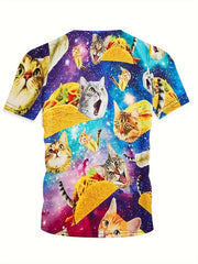 3D Sandwich Kitty Graphic Short Sleeve T shirt For Girls boys Sports Summer