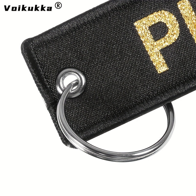 Golden Letters Pilot Boths Embroidery Keychain Motorcycle Accessories