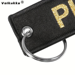 Golden Letters Pilot Boths Embroidery Keychain Motorcycle Accessories