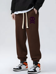 Skull Print Drawstring Sweatpants Loose Fit Joggers For Men