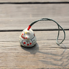 Ceramic Chinese Lucky Cat Bell Ornament for Good Luck and Fortune