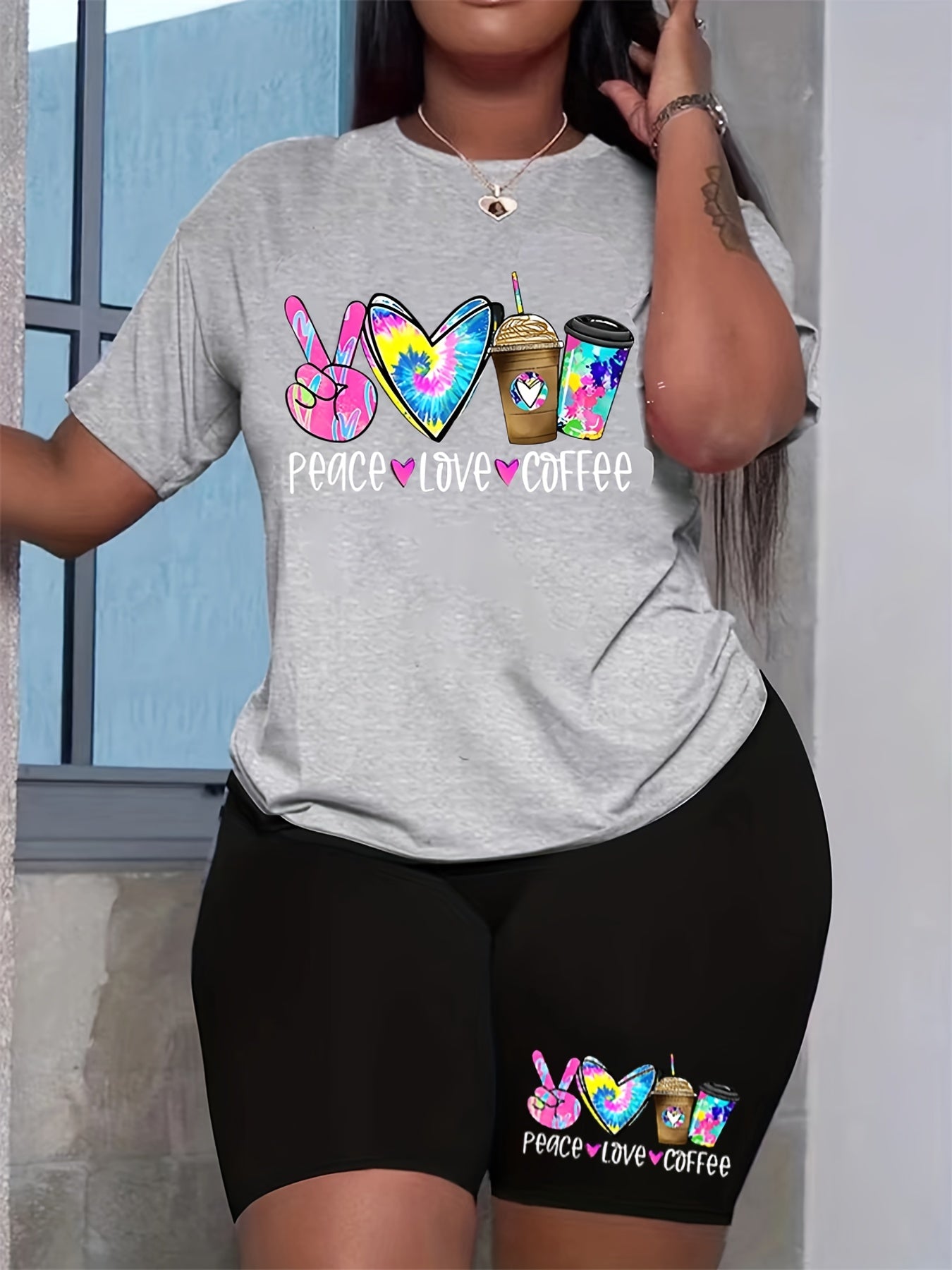Graphic Tee & Shorts Outfit Set