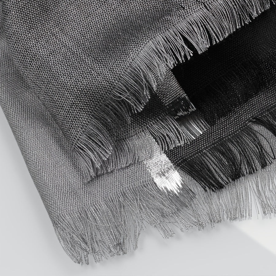 Rayon Casual Scarf Solid Golden & Silver Stripe Tassel Headwrap