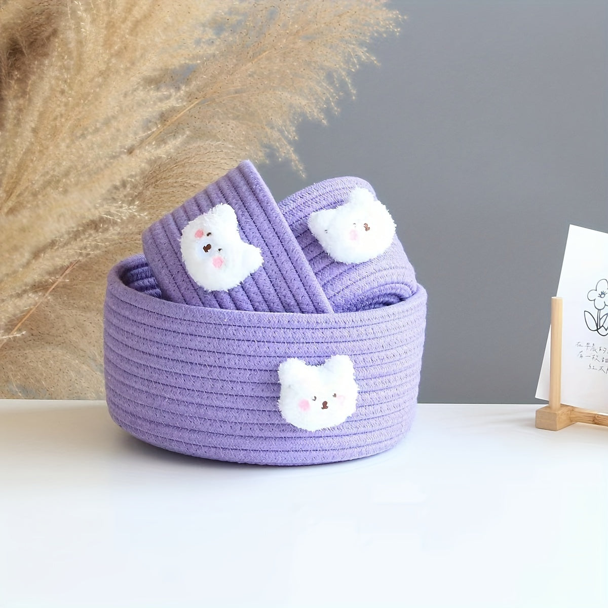Purple Cotton Rope Animal Storage Basket
