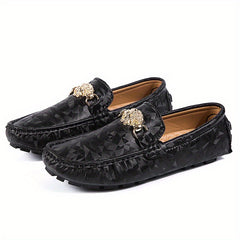 Men's Metallic Decor Leather Loafer Shoes