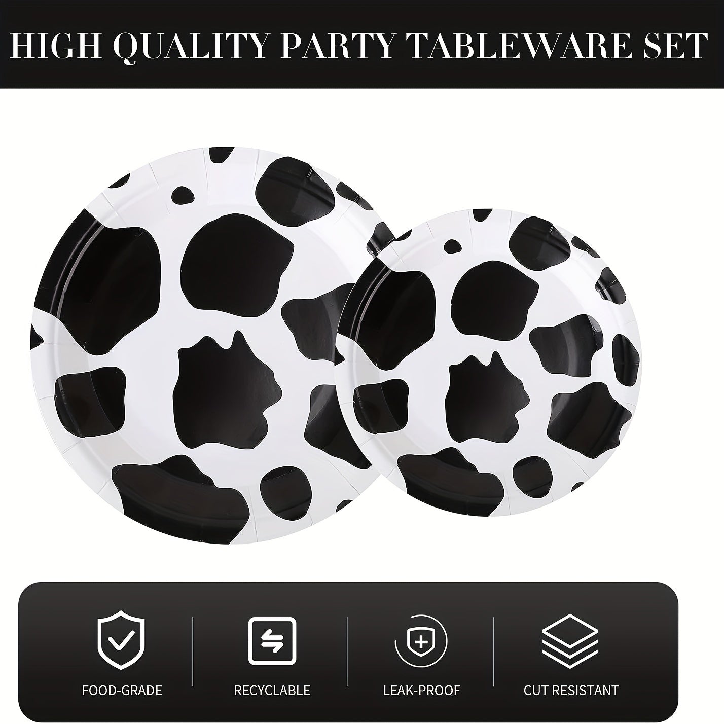 50pcs Cow Print Party Supplies Disposable Dinnerware