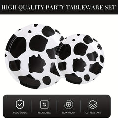 50pcs Cow Print Party Supplies Disposable Dinnerware