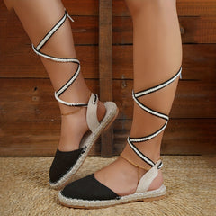 Women's Criss Cross Straps Sandals Flat Slingback Espadrilles