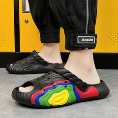 Men's Rainbow Stitching Print Summer Home Slippers