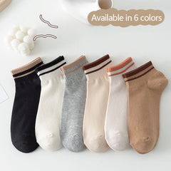 6 Pack Women's Striped Ankle Socks