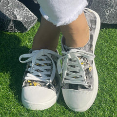 Stripe Butterfly Pattern Flat Shoes Women's Shallow Mouth Casual Shoes