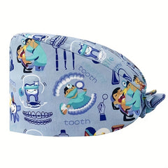 Cartoon Print Work Cap Adjustable Scrub Cap Unisex Working Hats