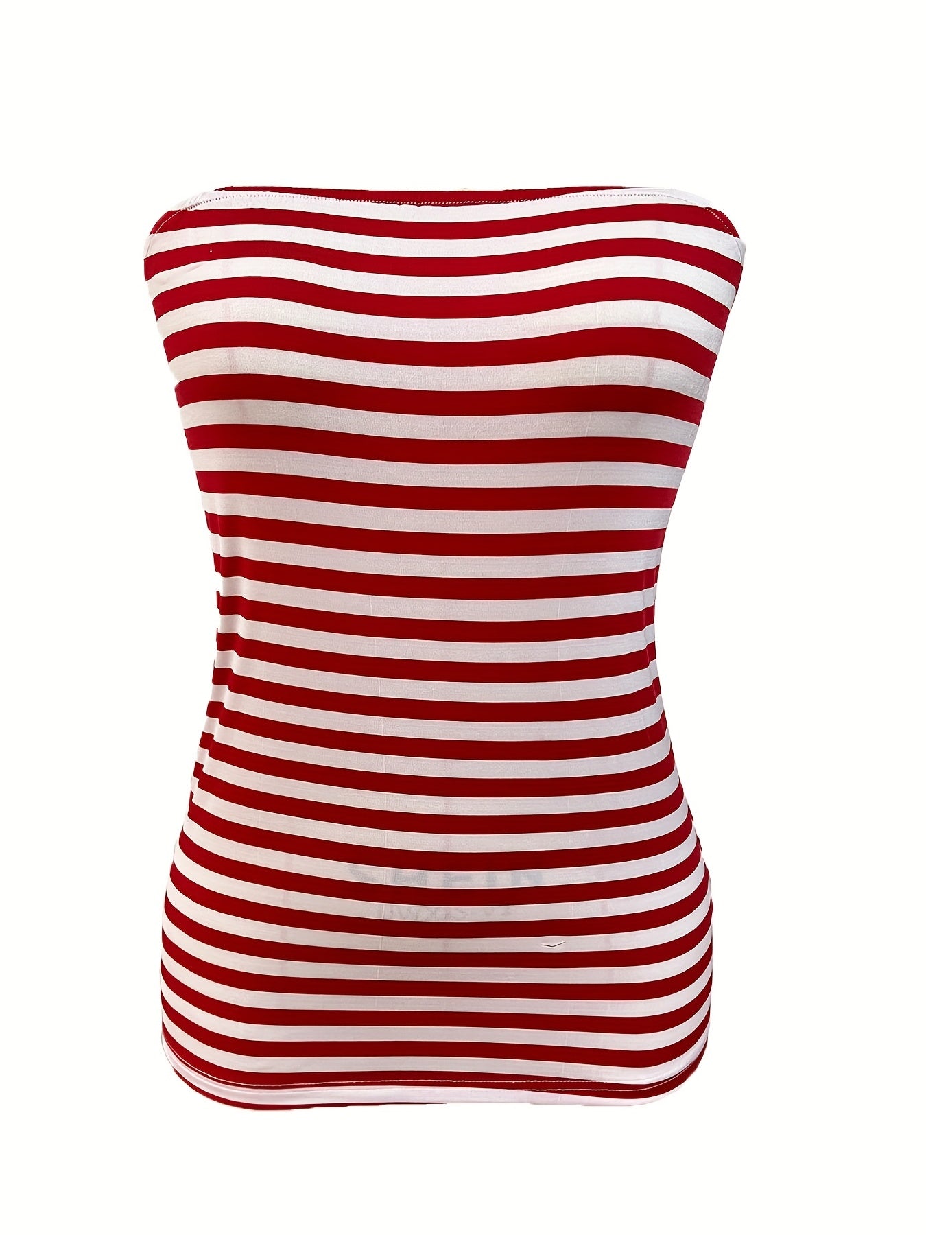 Stripe Print Tube Top Casual Summer Sleeveless Top