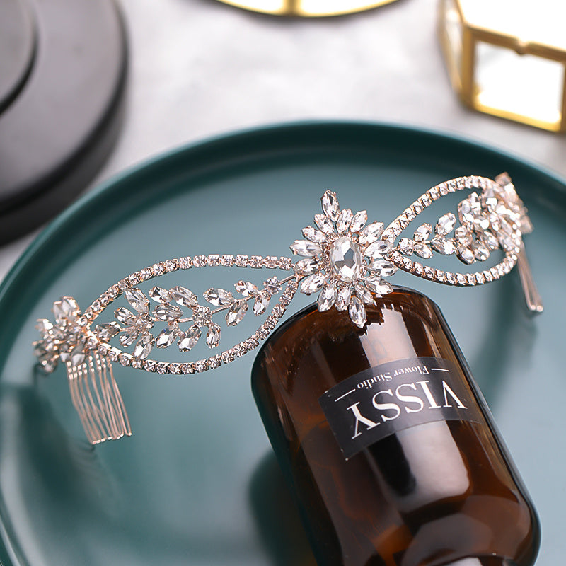 Golden Rhinestone Wedding Tiara Royal Bridal Crown Crystal Princess Crown