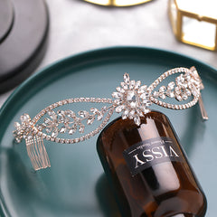 Golden Rhinestone Wedding Tiara Royal Bridal Crown Crystal Princess Crown
