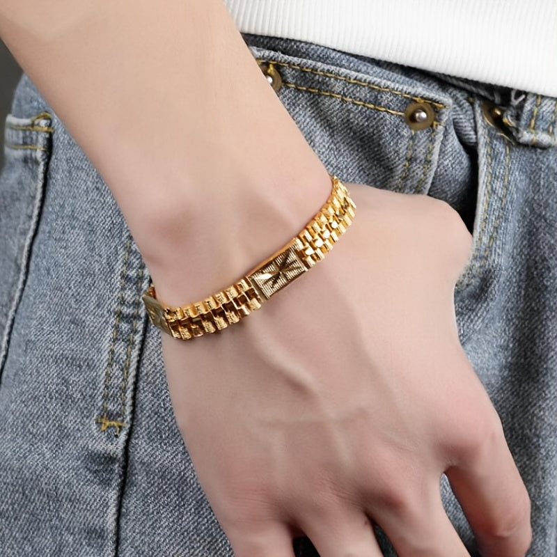18K Golden Plated Mesh Bracelet For Men