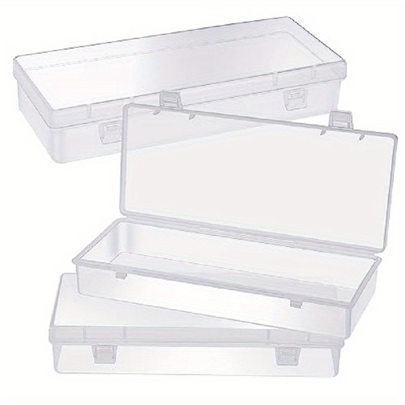 6pcs Plastic Storage Box Hinged Cover Transparent Container Beading Crafts