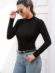 Mock Neck Bodysuit Tummy Control Long Sleeve Slimmer Body Shaper