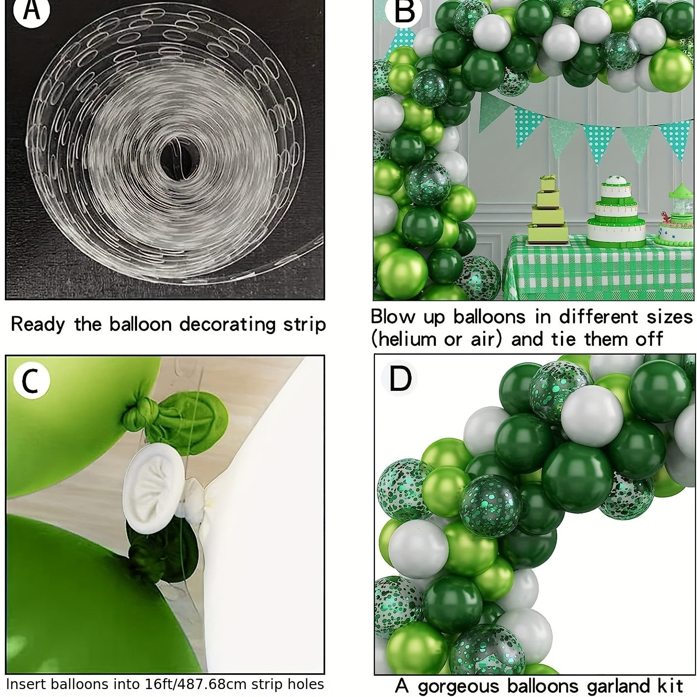 Green Balloon Garland Arch Kit 107Pcs
