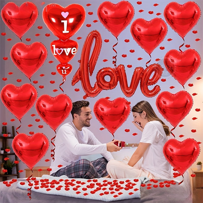Large Red Heart Balloon Romantic Rose Petal 1000pcs