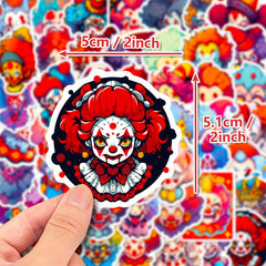 Macabre Circus Clown Stickers for Street Culture Enthusiasts