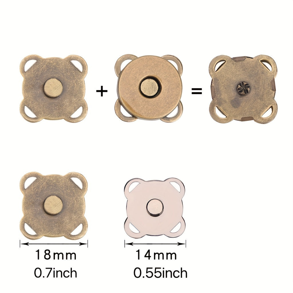 10pcs Magnetic Snap Fasteners Clasps for Handbag Purse Wallet Craft Bags DIY