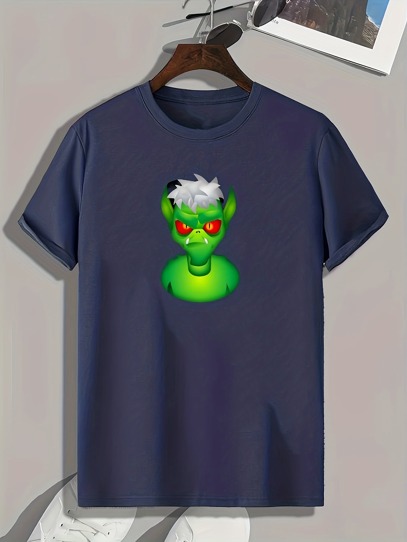 Green Monster Pattern Print Men's Comfy Sports T shirt