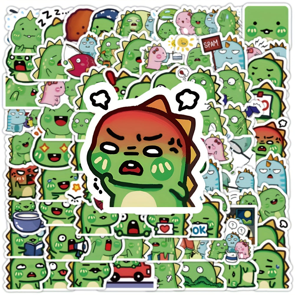 100pcs Green Dino Stickers - Waterproof DIY for Guitar, Phone