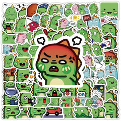 100pcs Green Dino Stickers - Waterproof DIY for Guitar, Phone