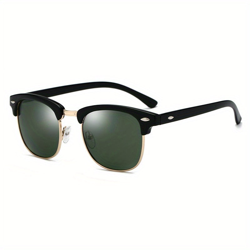 Vintage Half Frame Polarized Sunglasses UV400 Sunshade Men Women