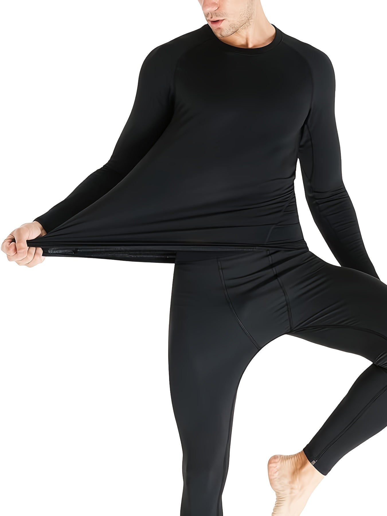 Men's Fleece Lined Thermal Underwear Set for Cold Weather