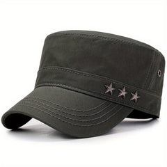 Men's Spring Flat Hat with Five-pointed Star Design