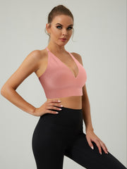 Sexy Deep V Seamless Sports Bra Halter Neck Back Bra