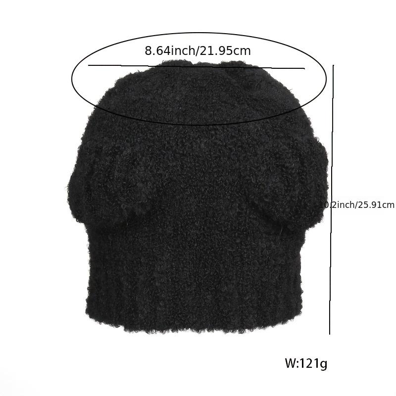 Ladies Short Fleece Hat Solid Outdoor Winter Warm Knitted Hat