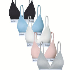 5 Wireless Ribbed Bras Women's Lingerie