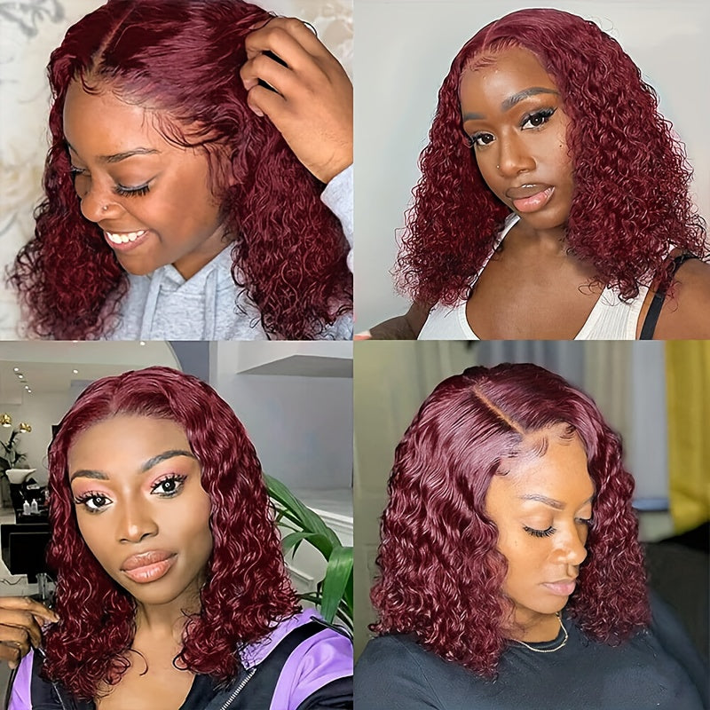 Burgundy Lace Front Wig 180 Density 99J Bob Wig Human Hair 13x4