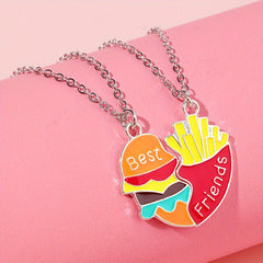 BFF Necklaces Hamburger Fries Matching Necklace For Friends
