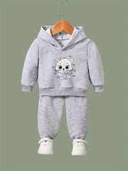 2pcs Girls Cartoon Kitty Outfits Hoodies Pants Set for Spring Fall