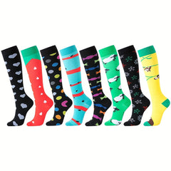 Animal Print Calf Compression Socks 15-20mmHg for Running and Cycling