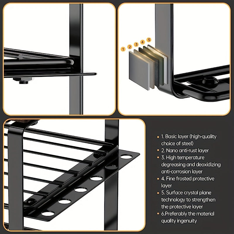 3-Layer Power Tool Organizer Rack Wall Mount Heavy Duty Metal Tool Shelf
