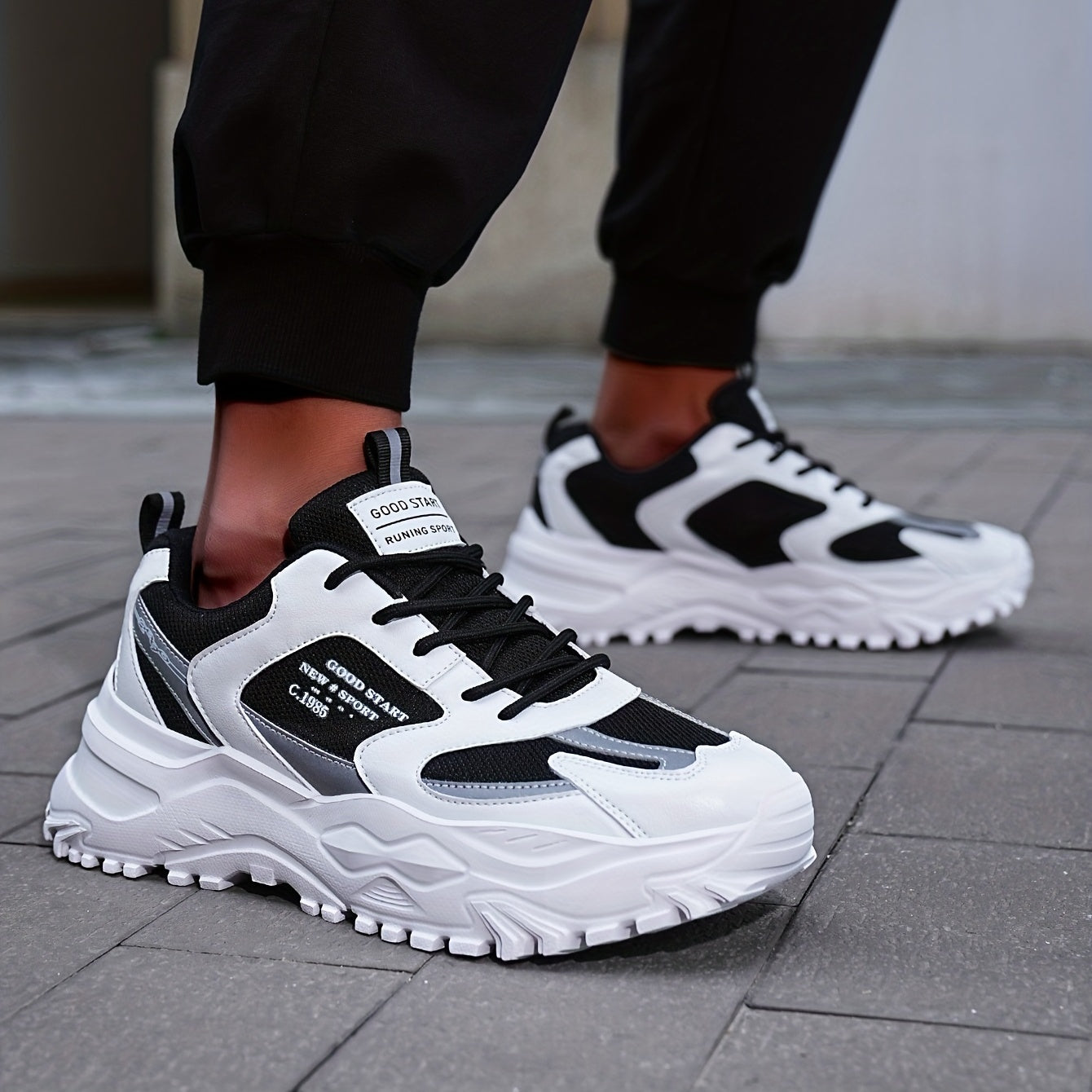 Women's Platform Chunky Sneakers Lace Up Running Shoes