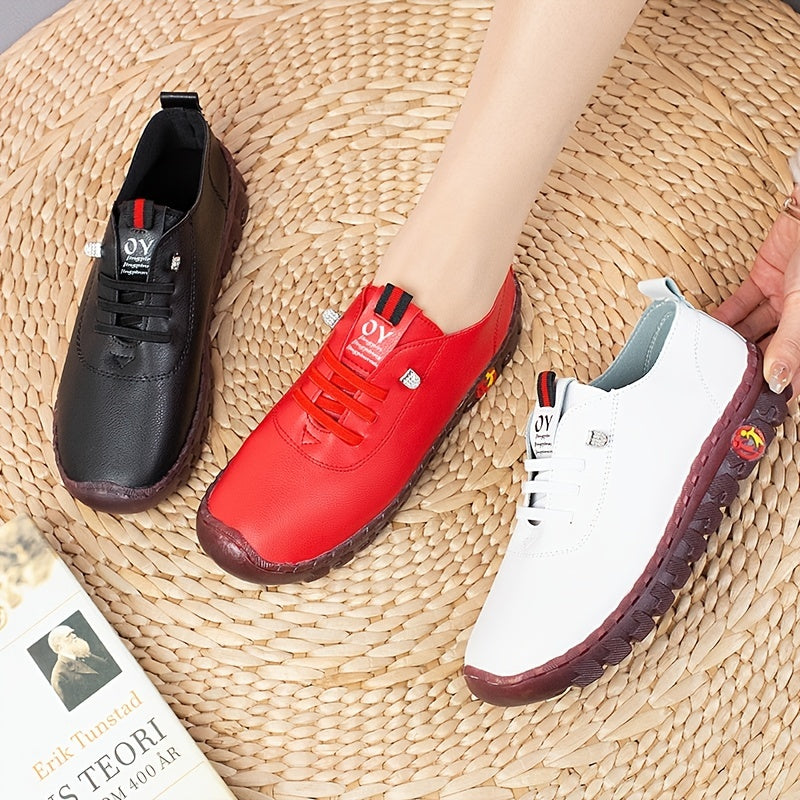 Women's Anti-slip Lace Up Flat Sneakers Comfy Round Toe Shoes