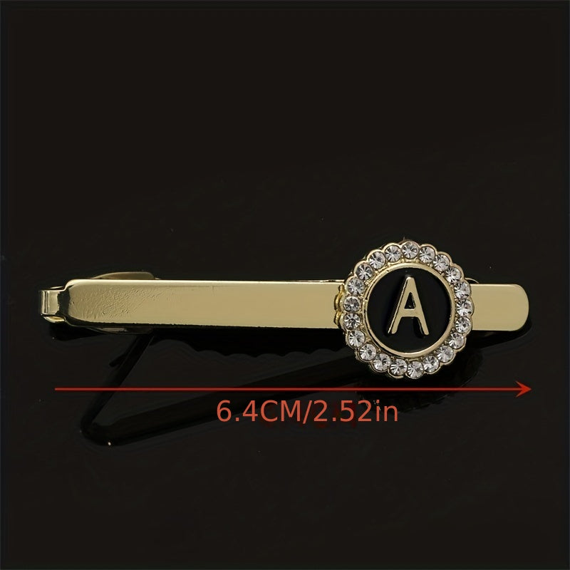 Men's Zirconia Initial Letter Tie Clip