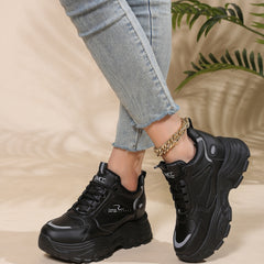 Platform Lace Up Chunky Sneakers Non slip Thick Sole Hidden Heel